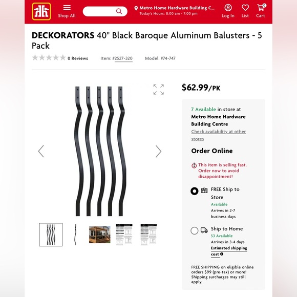 SOLD⭐️NEW PRICE⭐️6 Packs of 5 METAL PORCH PICKETS made in 🇨🇦 30 unused pieces - Picture 11 of 11